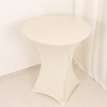 <span style="background-color:transparent;color:#000000;">Elegant and Stretchy Ivory Spandex Table Cover for Highboy Tables</span>