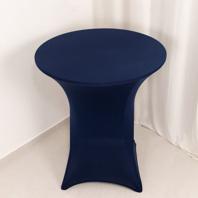 Spandex Cocktail Table Cover 36" Round Navy Blue High Top Tables - Easy to Maintain Stretch Fitted Highboy Tablecloth