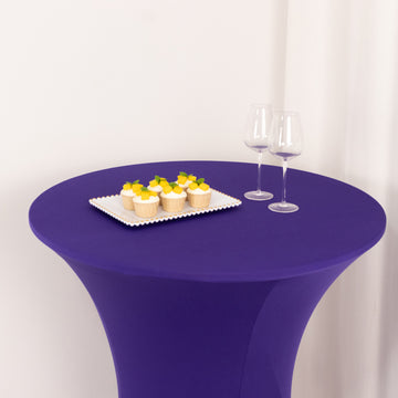 <span style="background-color:transparent;color:#000000;">Versatile Purple Spandex Cocktail Table Cover</span>