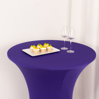 Spandex Cocktail Table Cover 36" Round Purple High Top Tables - Easy to Maintain Stretch Fitted Highboy Tablecloth