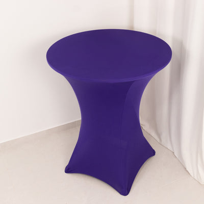 Spandex Cocktail Table Cover 36" Round Purple High Top Tables - Easy to Maintain Stretch Fitted Highboy Tablecloth