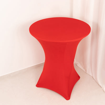 Spandex Cocktail Table Cover 36" Round Red High Top Tables - Easy to Maintain Stretch Fitted Highboy Tablecloth