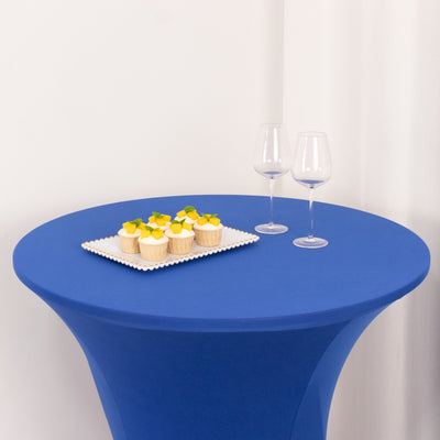 Spandex Cocktail Table Cover 36" Round  Royal Blue High Top Tables - Easy to Maintain Stretch Fitted Highboy Tablecloth
