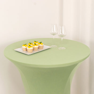 Spandex Cocktail Table Cover 36" Round Sage Green High Top Tables - Easy to Maintain Stretch Fitted Highboy Tablecloth