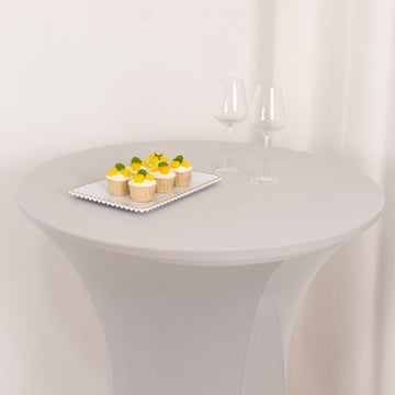 <span style="background-color:transparent;color:#000000;">Versatile Silver Spandex Cocktail Table Cover</span>