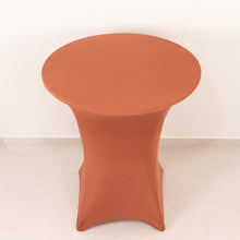 Terracotta (Rust) Highboy Spandex Cocktail Table Cover, Fitted Stretch Tablecloth