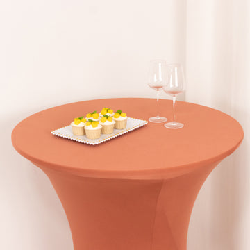 <span style="background-color:transparent;color:#000000;">Versatile Terracotta (Rust) Spandex Cocktail Table Cover</span>