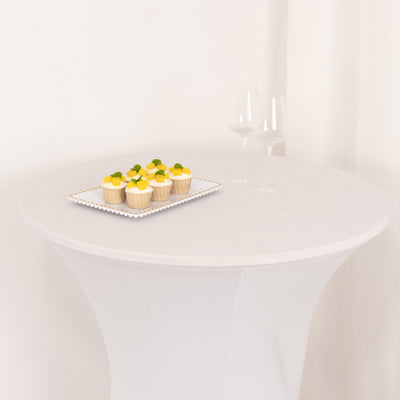 Spandex Cocktail Table Cover 36" Round White High Top Tables - Easy to Maintain Stretch Fitted Highboy Tablecloth
