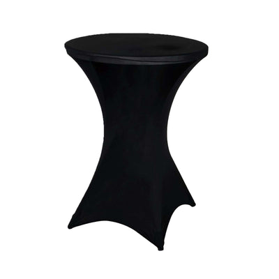 Spandex Round Cocktail Table Cover 30" Black for High Top Tables - Easy to Maintain Stretch Fitted Highboy Tablecloth