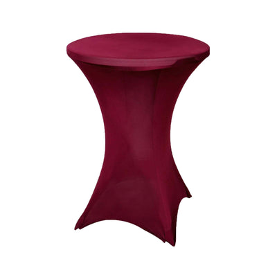 Spandex Round Cocktail Table Cover 30" Burgundy for High Top Tables - Easy to Maintain Stretch Fitted Highboy Tablecloth