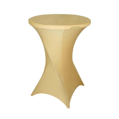 Spandex Round Cocktail Table Cover 30" Champagne for High Top Tables - Easy to Maintain Stretch Fitted Highboy Tablecloth