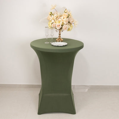 Spandex Round Cocktail Table Cover 30" Dusty Sage Green for High Top Tables - Easy to Maintain Stretch Fitted Highboy Tablecloth