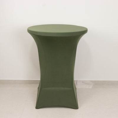 Spandex Round Cocktail Table Cover 30" Dusty Sage Green for High Top Tables - Easy to Maintain Stretch Fitted Highboy Tablecloth