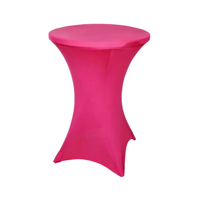 Spandex Round Cocktail Table Cover 30" Fuchsia for High Top Tables - Easy to Maintain Stretch Fitted Highboy Tablecloth