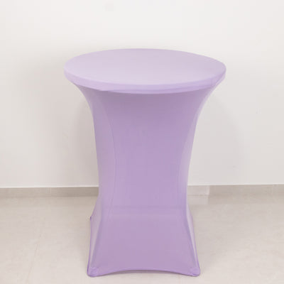 Spandex Round Cocktail Table Cover 30" Lavender Lilac for High Top Tables - Easy to Maintain Stretch Fitted Highboy Tablecloth
