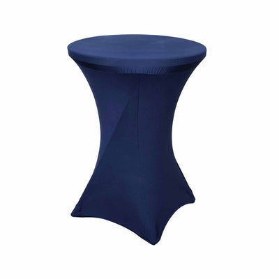 Spandex Round Cocktail Table Cover 30" Navy Blue for High Top Tables - Easy to Maintain Stretch Fitted Highboy Tablecloth