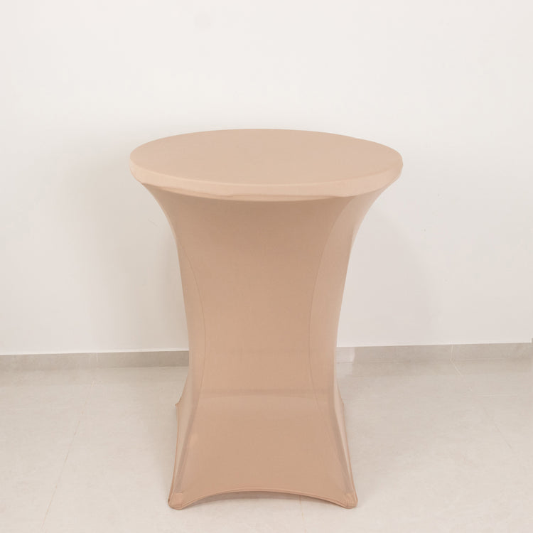 Nude Highboy Spandex Cocktail Table Cover, Fitted Stretch Tablecloth