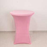 Pink Highboy Spandex Cocktail Table Cover, Fitted Stretch Tablecloth for 24"-32" Dia High Top Tables