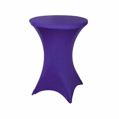 Spandex Round Cocktail Table Cover 30" Purple for High Top Tables - Easy to Maintain Stretch Fitted Highboy Tablecloth
