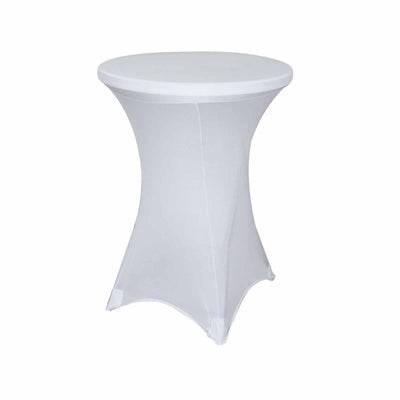Spandex Round Cocktail Table Cover 30" White for High Top Tables - Easy to Maintain Stretch Fitted Highboy Tablecloth