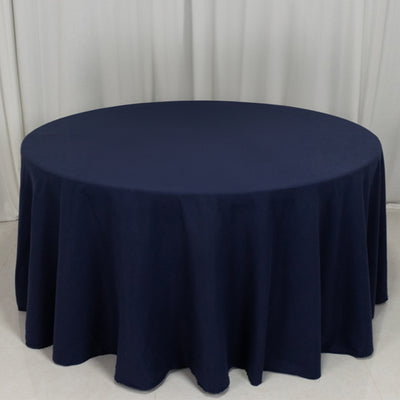 Cotton Blend Round Tablecloth 120" Navy Blue - Wrinkle-Resistant Finish Seamless Table Cover