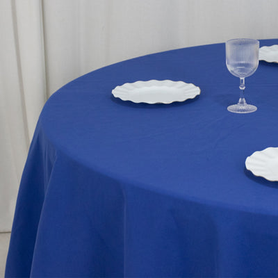 Cotton Blend Round Tablecloth 120" Royal Blue - Wrinkle-Resistant Finish Seamless Table Cover