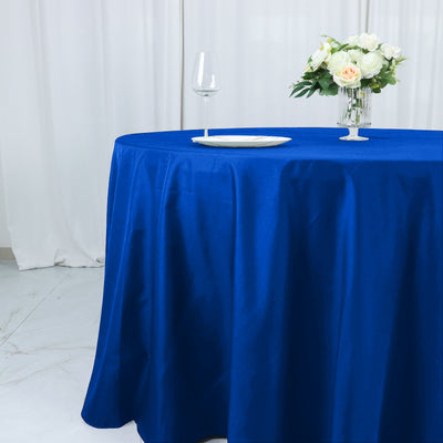 Cotton Blend Round Tablecloth 132" Royal Blue - Wrinkle-Resistant Finish Seamless Table Cover