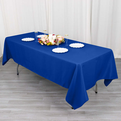 Cotton Blend Rectangle Tablecloth 60"x102" Royal Blue Wrinkle-Resistant Fabric - Stylish Table Cover