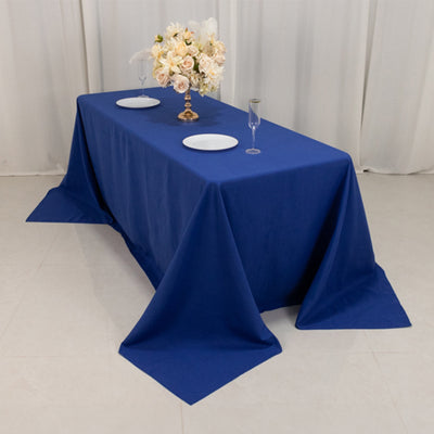 Cotton Blend Rectangle Tablecloth 90"x132" Royal Blue with Seamless Wrinkle-Resistant Finish Table Cover