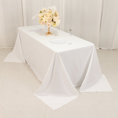 Cotton Blend Rectangle Tablecloth 90"x132" White with Seamless Wrinkle-Resistant Finish - Refined Decor for Weddings