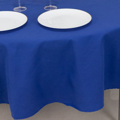 Cotton Blend Round Tablecloth 90" Royal Blue with Wrinkle-Resistant Fabric Table Cover