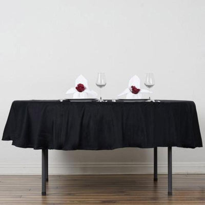 100% Cotton Round Tablecloth 70" Black Linen - Soft & Breathable Table Cover for Stylish Tablescapes