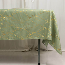 Dusty Sage Green Rectangle Polyester Tablecloth With Gold Foil Tree Branch Pattern - 60x102inch