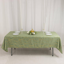 Dusty Sage Green Rectangle Polyester Tablecloth With Gold Foil Tree Branch Pattern - 60x102inch