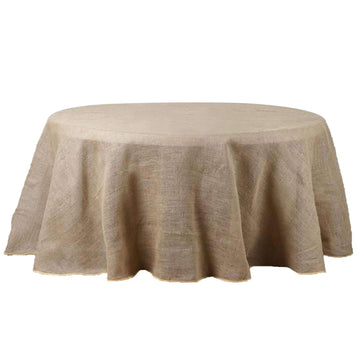 Natural Round Burlap Rustic Seamless Tablecloth Jute Linen Table Decor 108