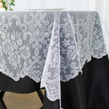 Premium Lace White Seamless Rectangular Oblong Tablecloth 60"x108"