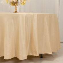 Beige Seamless Lamour Satin Round Tablecloth - 108inch