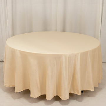 <h3 style="margin-left:0px;"><strong>Effortless Elegance with Beige Lamour Satin Round Tablecloth</strong>