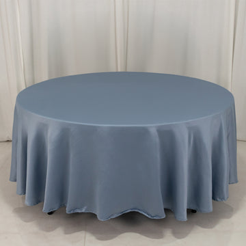 <h3 style="margin-left:0px;"><strong>Effortless Elegance with Dusty Blue Lamour Satin Round Tablecloth</strong>