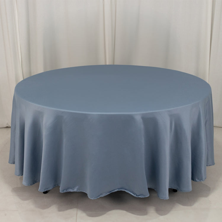 Dusty Blue Seamless Lamour Satin Round Tablecloth - 108inch