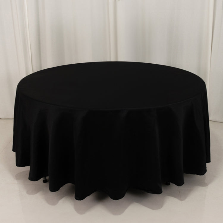 Black Seamless Lamour Satin Round Tablecloth - 108inch