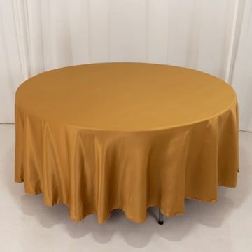 <h3 style="margin-left:0px;"><strong>Effortless Elegance with Gold Lamour Satin Round Tablecloth</strong>