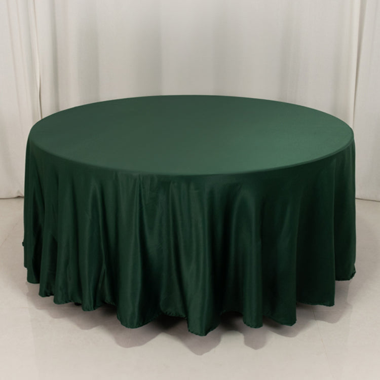 Hunter Emerald Green Seamless Lamour Satin Round Tablecloth - 108inch