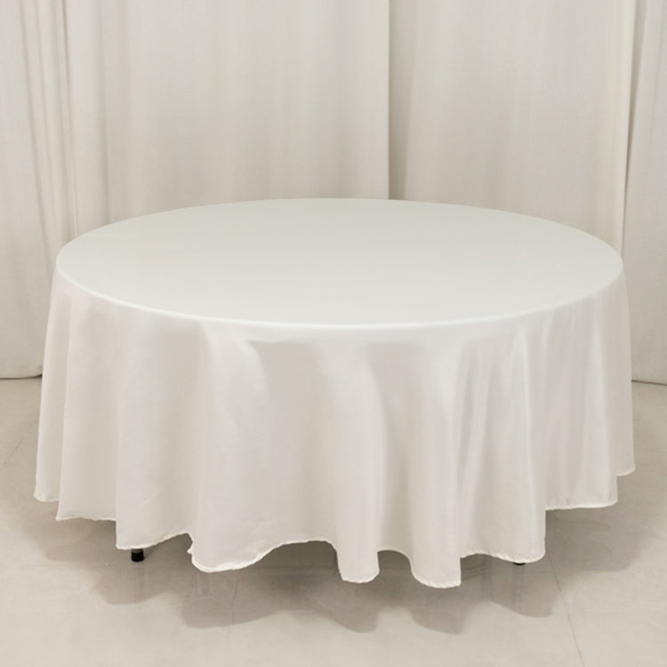 Ivory Seamless Lamour Satin Round Tablecloth - 108inch