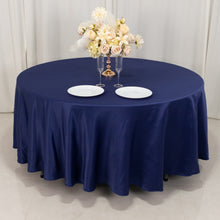 Navy Blue Seamless Lamour Satin Round Tablecloth - 108inch