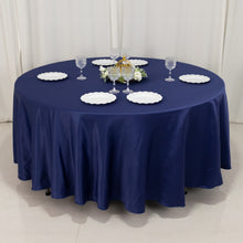 Navy Blue Seamless Lamour Satin Round Tablecloth - 108inch