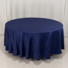 Navy Blue Seamless Lamour Satin Round Tablecloth - 108inch