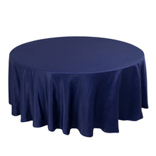 Navy Blue Seamless Lamour Satin Round Tablecloth - 108inch