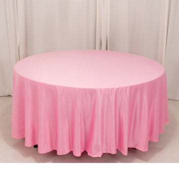 <h3 style="margin-left:0px;"><strong>Effortless Elegance with Pink Lamour Satin Round Tablecloth</strong>