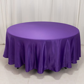 <h3 style="margin-left:0px;"><strong>Effortless Elegance with Purple Lamour Satin Round Tablecloth</strong>